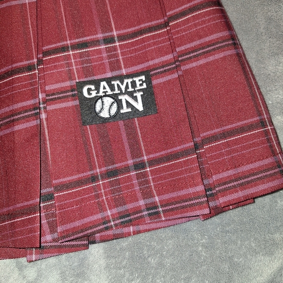 NWT No Boundaries Juniors Pleated Cos Burgundy Cheer School Girl Skirt Size S - Picture 4 of 9